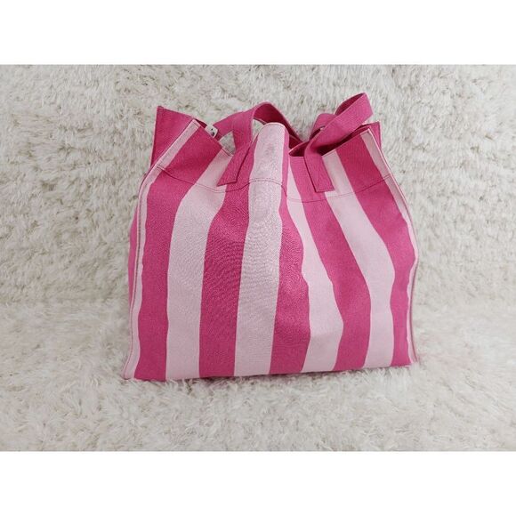 NWT Victoria's Secret Tote Bag Striped Signature Canvass NWT - Picture 2 of 5